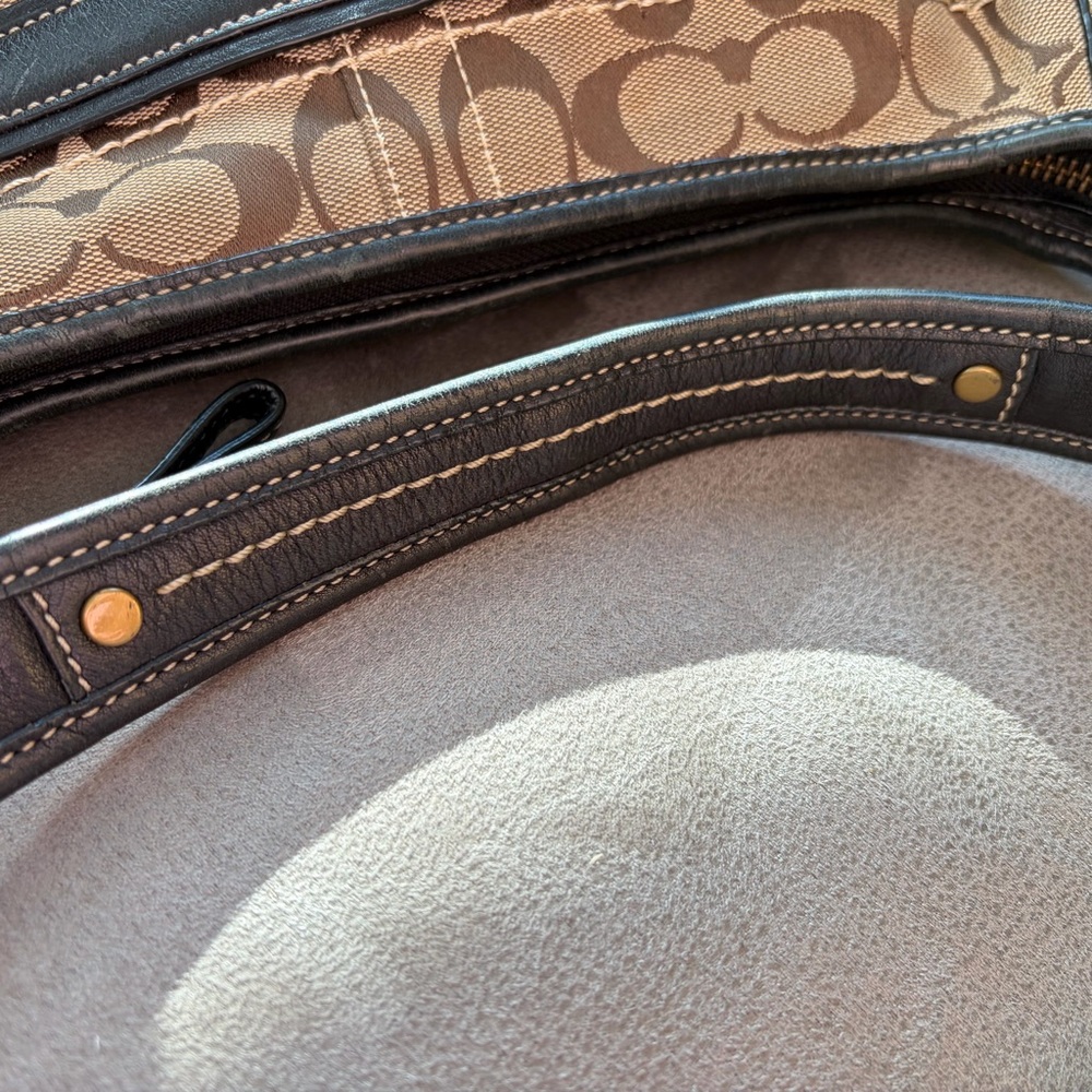 Vintage Coach Signature Brown Black Shoulder Monogrammed Ergo Hobo Bag Y2K - Picture 14 of 17